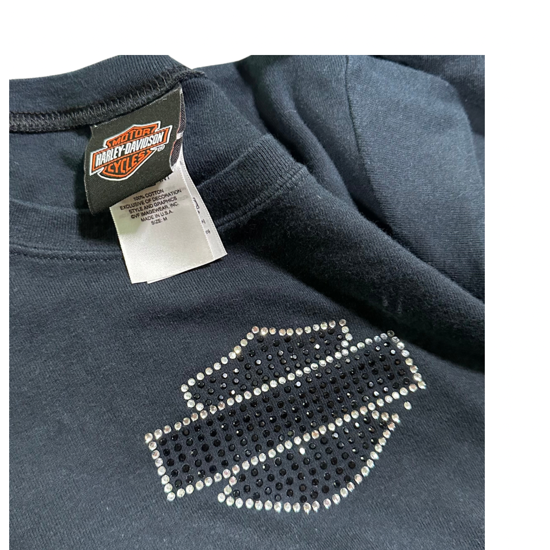 Harley Davidson Long Sleeve Rhinestone Top